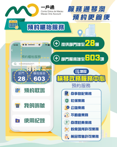 【預約櫃枱服務】服務通琴澳 預約更簡便
