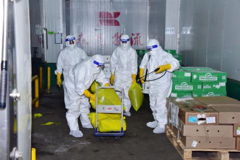 冷链食品核酸检测阳性应急模拟测试-消毒打包受污染货物
